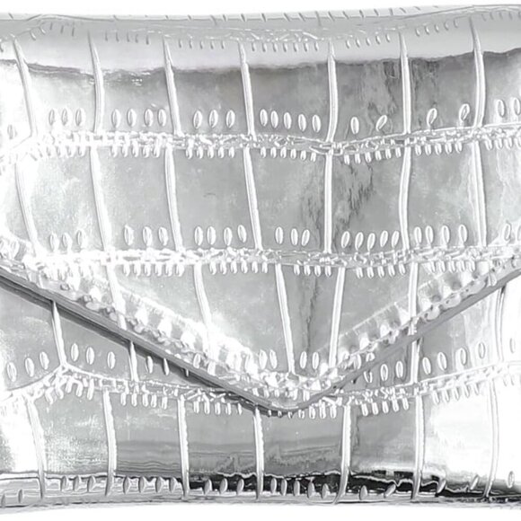 Stylish Silver Crocodile Pattern Wallet for Women - Slim and Portable Design - Picture 2 of 7